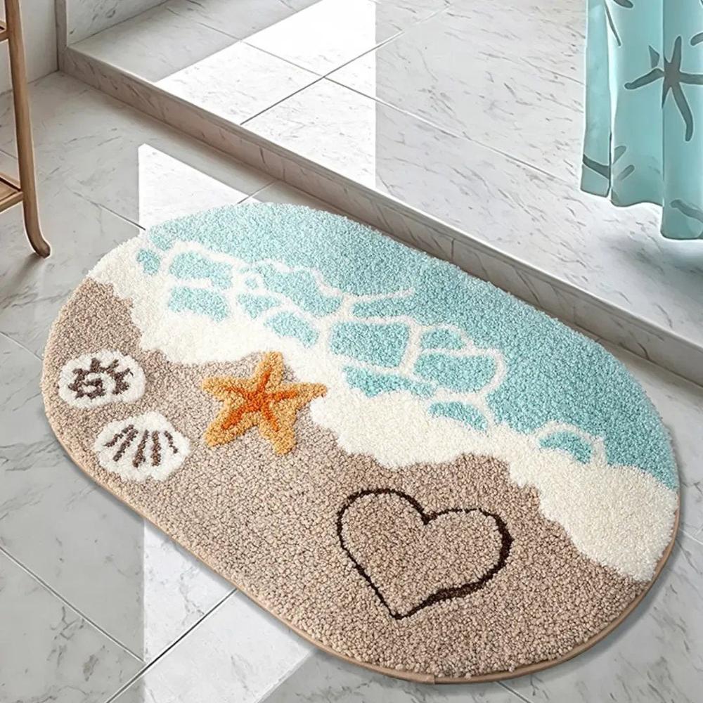 Soft Microfiber Bath Mat, Ocean Pattern