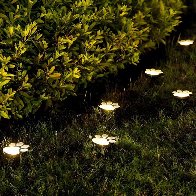 Solar-Powered Paw Print Garden Lights, 3-Pack