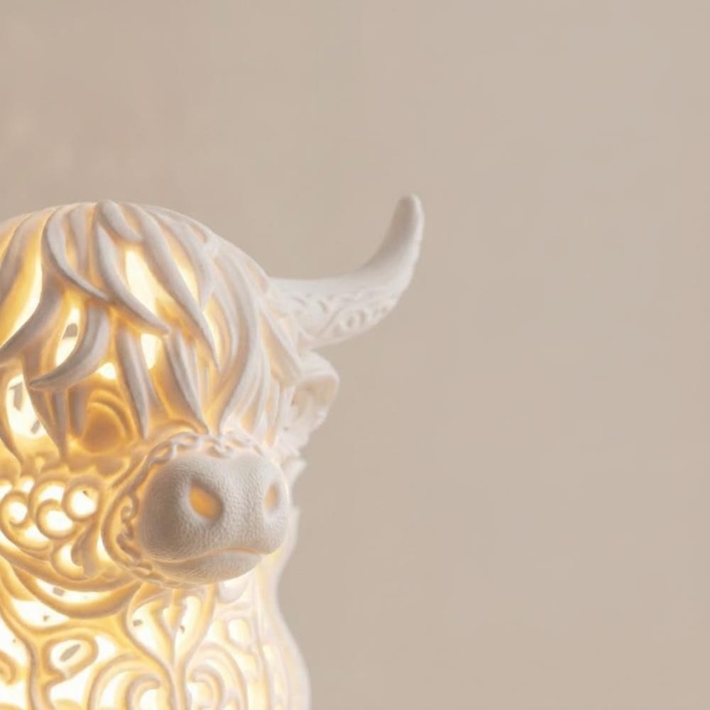 Highland Cow Table Lamp with Warm Glow