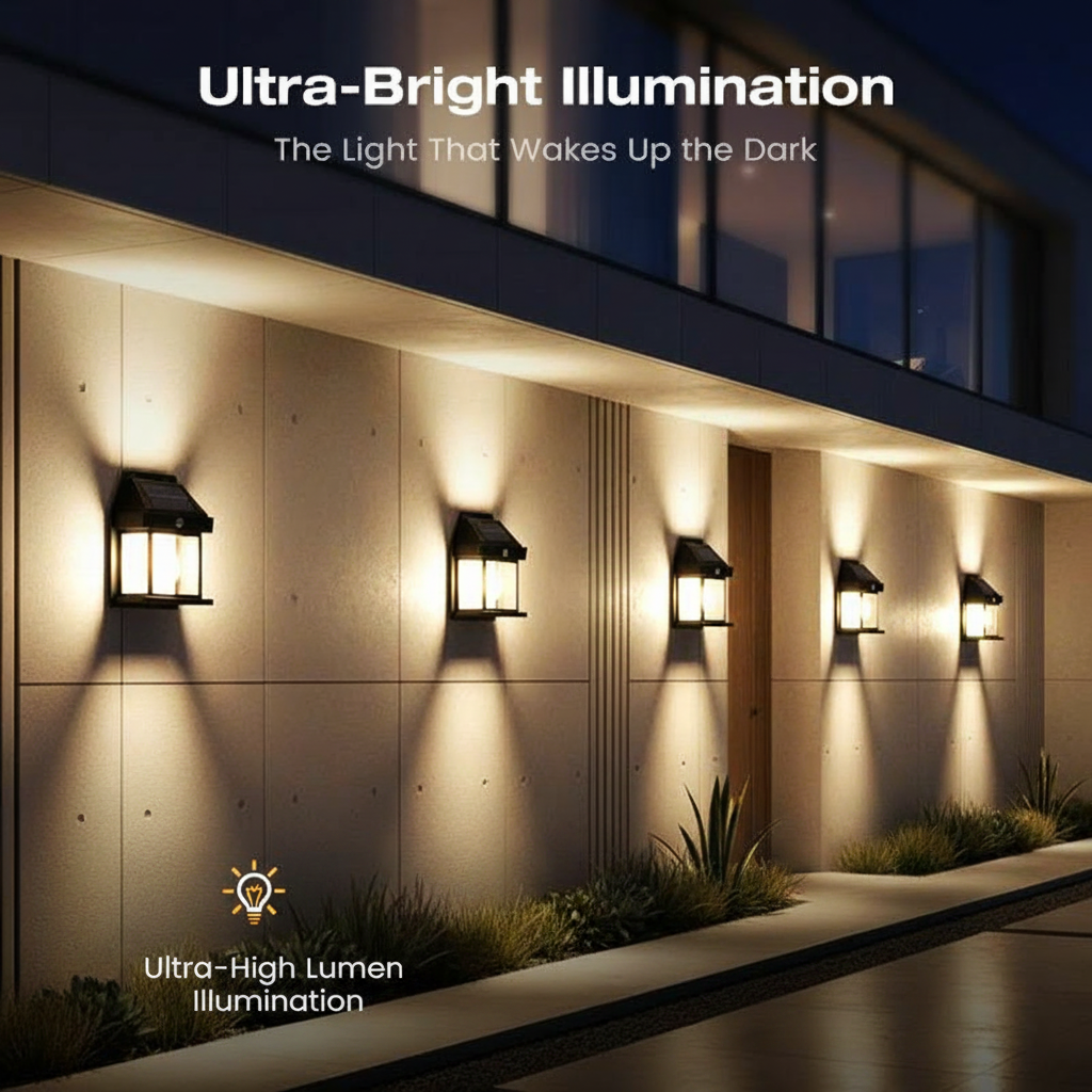 Solar-Powered Wall Light with Motion Sensor