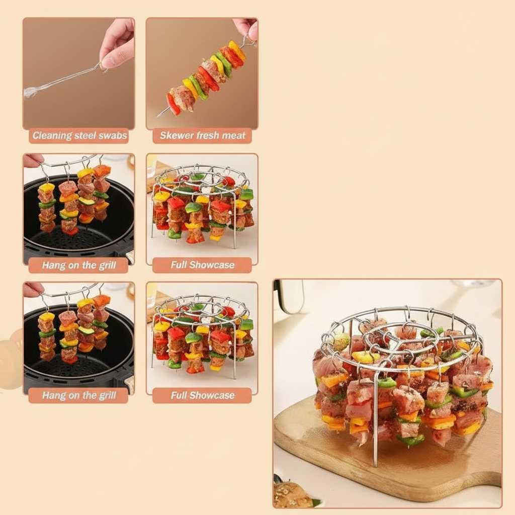 Stainless Steel Air Fryer Skewer Rack
