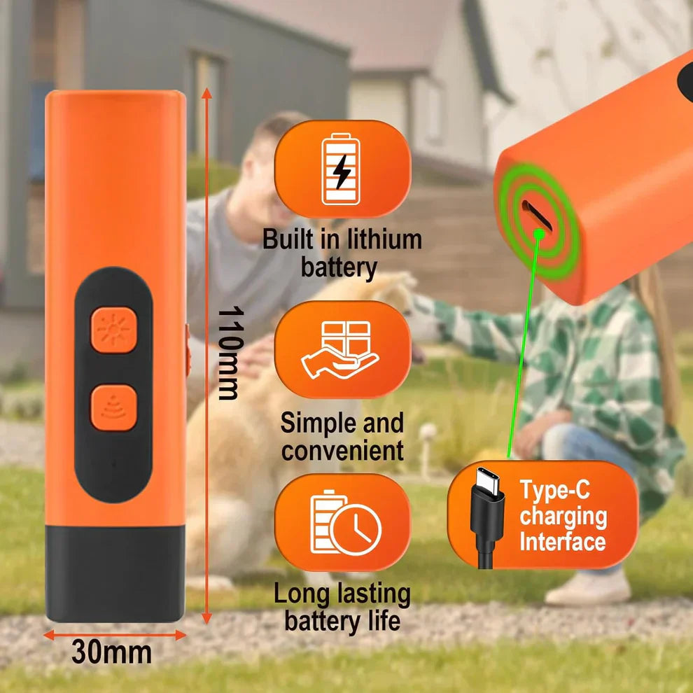 3‑in‑1 Portable Ultrasonic Dog Repeller Anti‑Barking Trainer