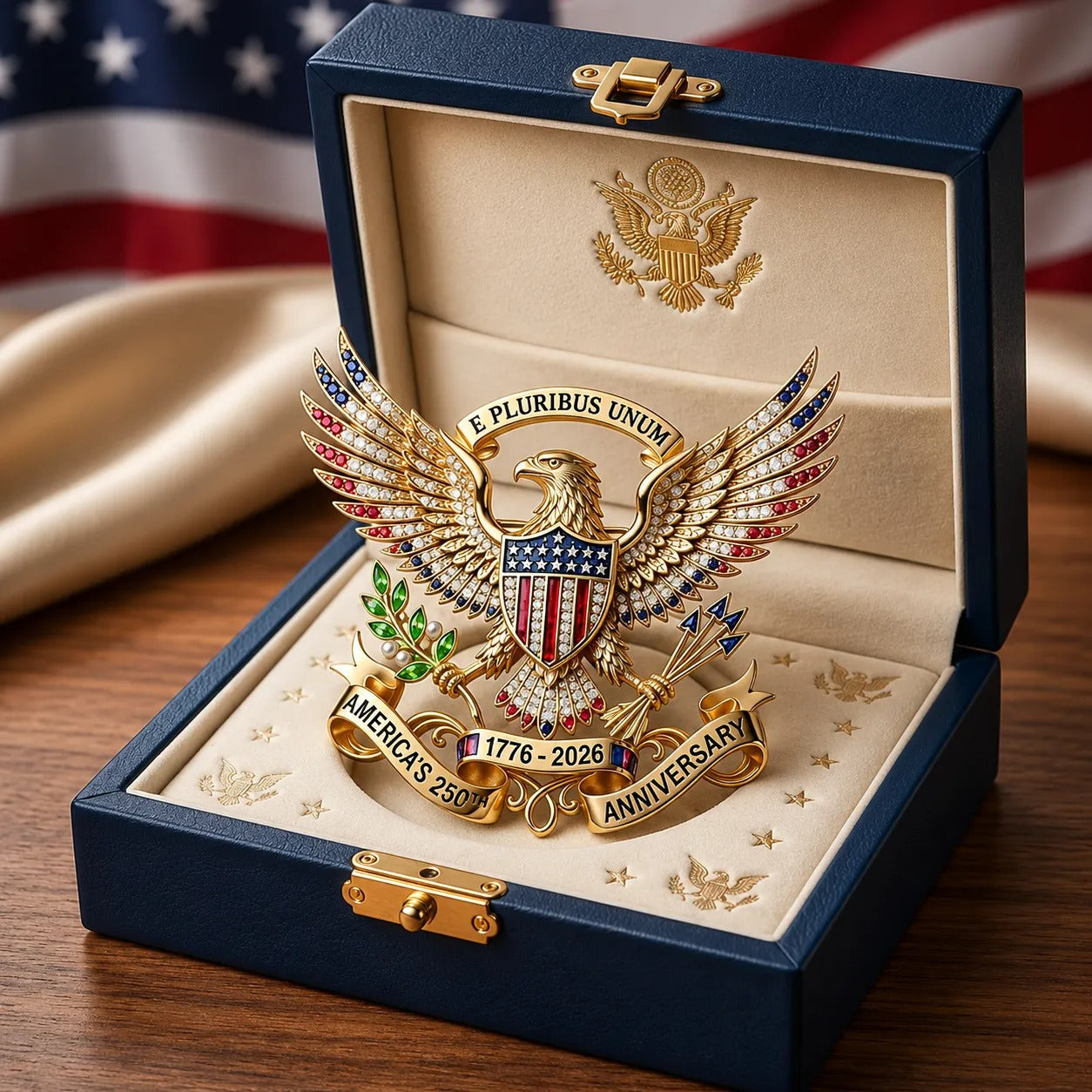 America 250th Anniversary Brooch – Patriotic Commemorative Pin for 2026 Celebration