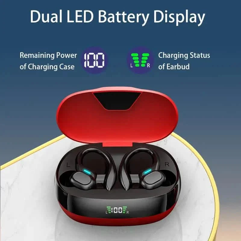 In-Ear Headphones With Noise Cancelling Mic, Sport Earhook & LED Display