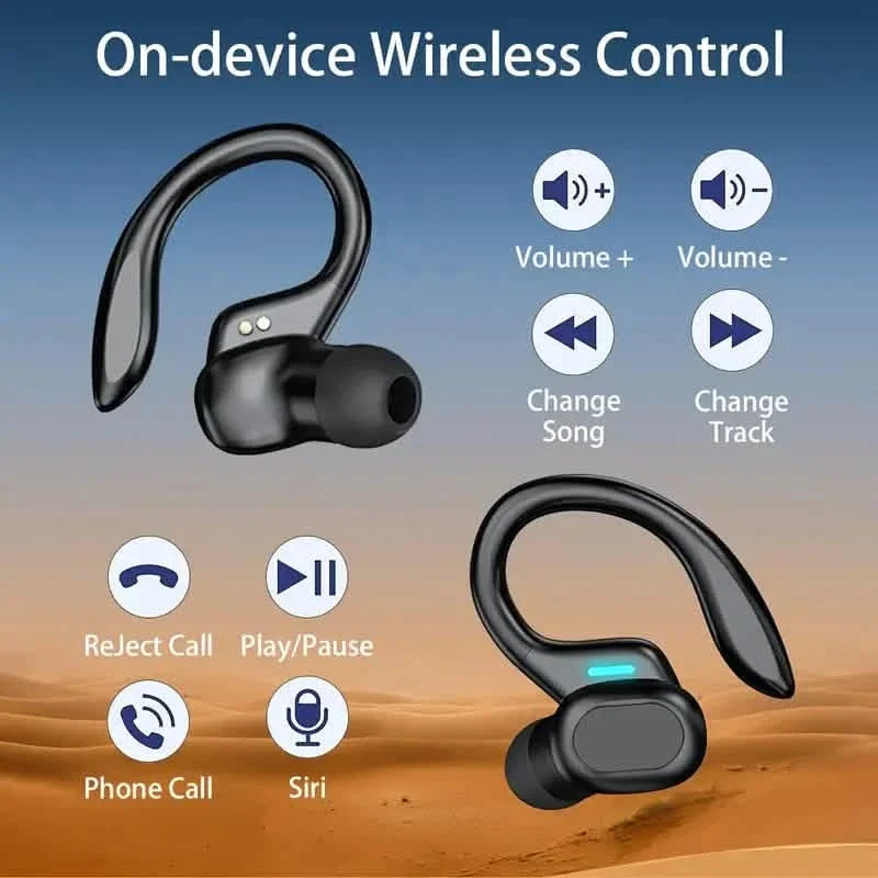 In-Ear Headphones With Noise Cancelling Mic, Sport Earhook & LED Display