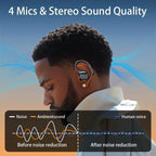 In-Ear Headphones With Noise Cancelling Mic, Sport Earhook & LED Display