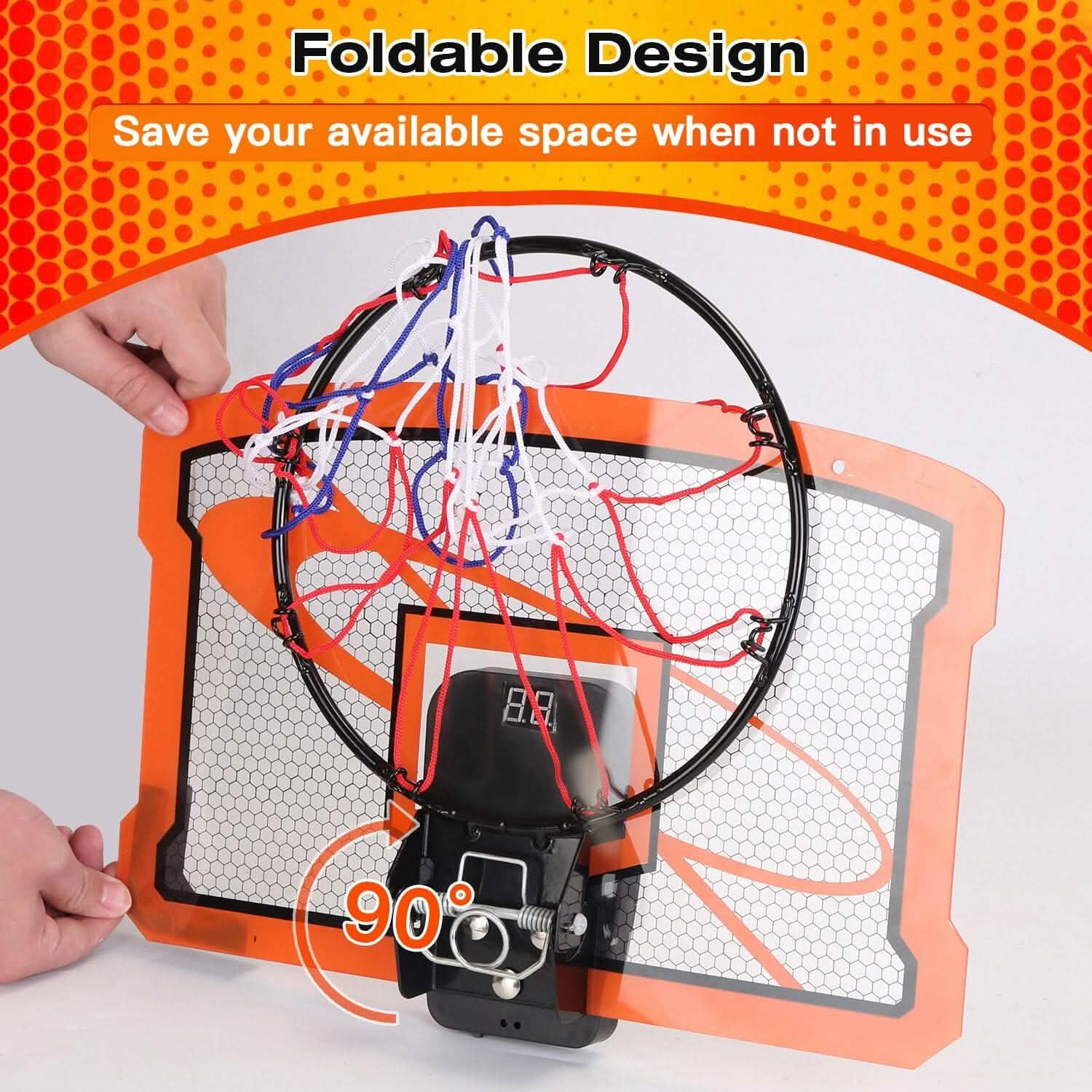 Indoor Mini Basketball Hoop Set with 4 Inflatable Balls Electric Audio Scorer