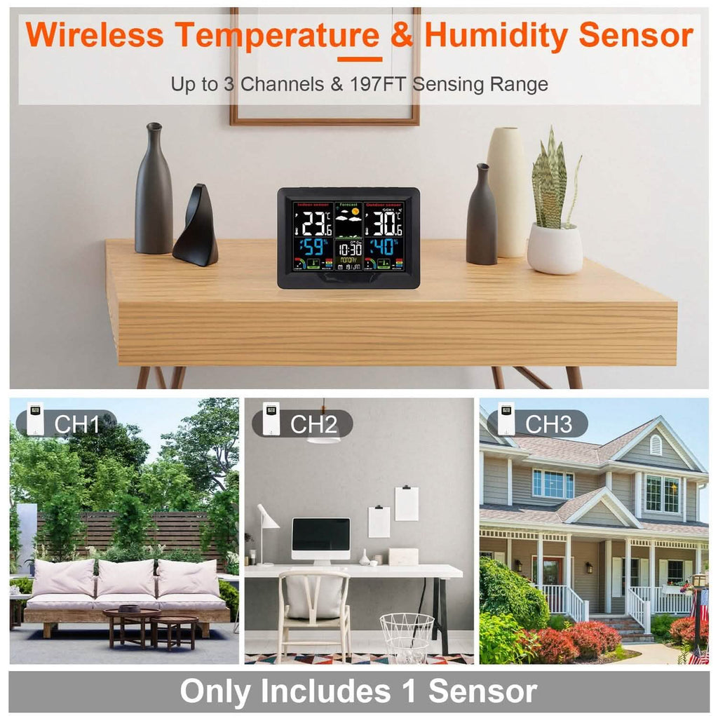 Indoor/Outdoor Thermometer Humidity Weather Forecast Temperature with Backlight