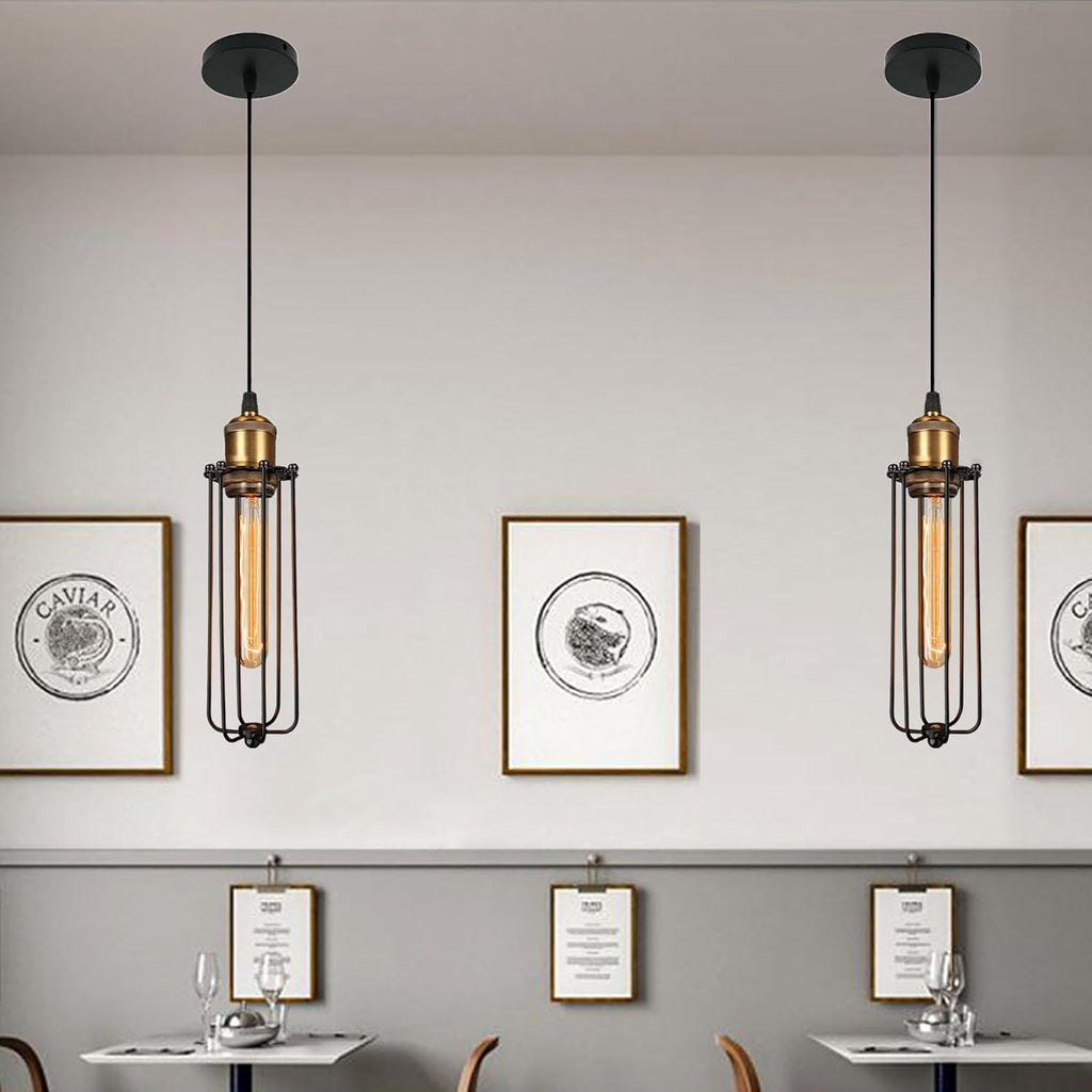 Vintage Cage Pendant Light – Industrial Style Hanging Lamp