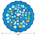 Inflatable Splash Pad Water Play Mat Animal Letters Design