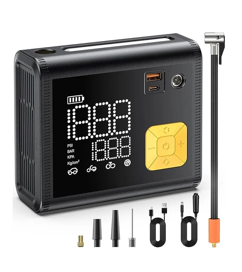 Portable Tire Inflator & Air Compressor — 20000mAh, 150 PSI with Digital Gauge