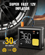 Portable Tire Inflator & Air Compressor — 20000mAh, 150 PSI with Digital Gauge