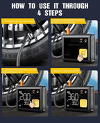 Portable Tire Inflator & Air Compressor — 20000mAh, 150 PSI with Digital Gauge