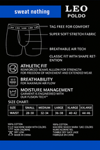 3-Pack LEO Poldo Men’s Performance Boxer Briefs – Breathable 100% Cotton Stretch Boxer Briefs with Comfort Waistband – Black, Gray, Navy