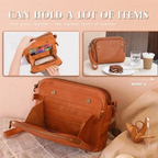 Three-Layer Crossbody Leather Shoulder Bag & Clutch