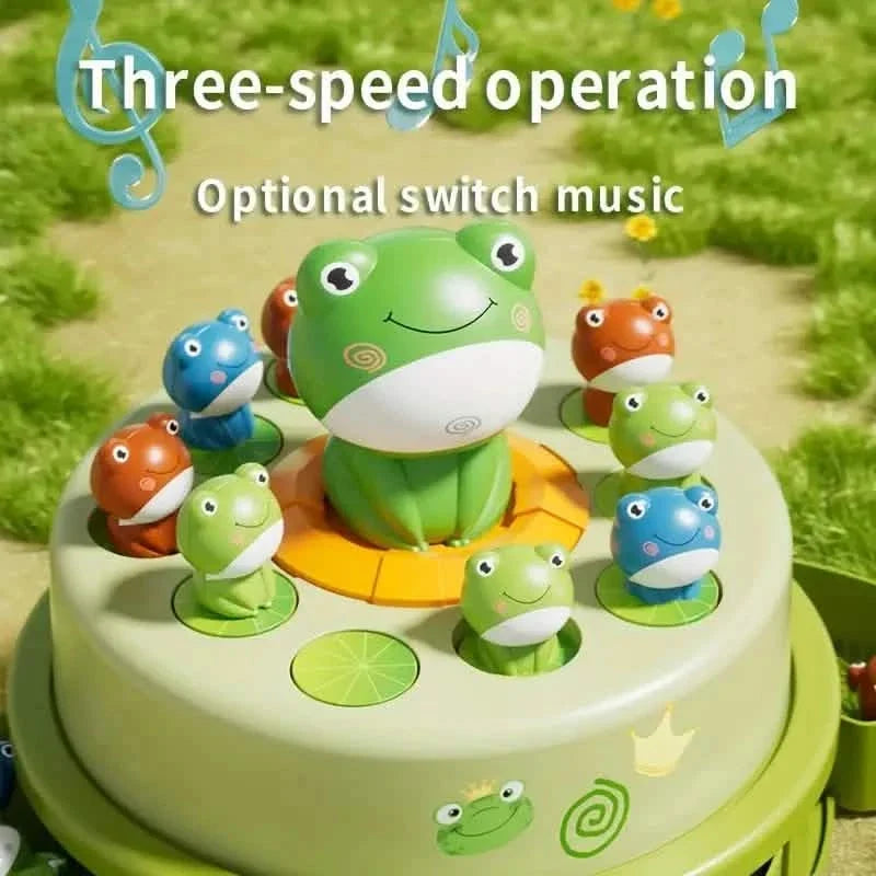 Interactive Electric Bouncing Frog Turntable Toy - Educational Desktop Game for Boys & Girls