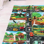 Dual-Sided Kids Play Mat: Farm & Traffic Scenes