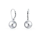 Italian Sterling Silver Leverback Ball Earrings