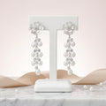Dangle Silver Floral White Pearl Cascade Earrings