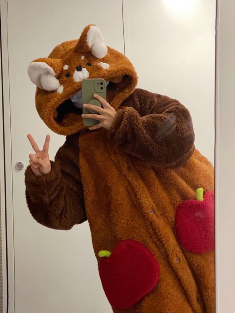 Cute Red Panda Hooded Pajama Set