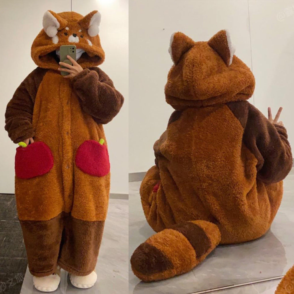Cute Red Panda Hooded Pajama Set