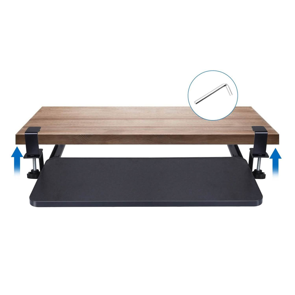 Keyboard Mouse Tray Under Desk Retractable Slide Out Drawer with C Clamp