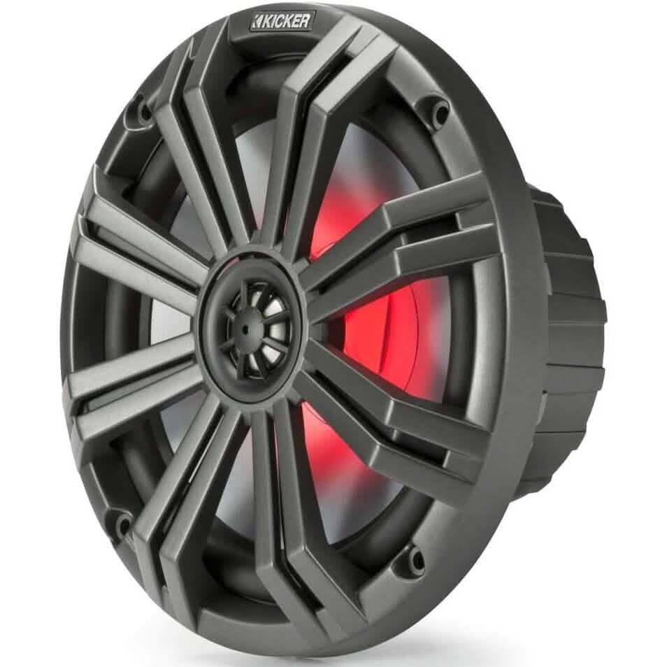 KICKER Pair 45KM84L 8" 600 Watt Marine Boat Waterproof Speakers w/LED's KM8  (Refurbished)