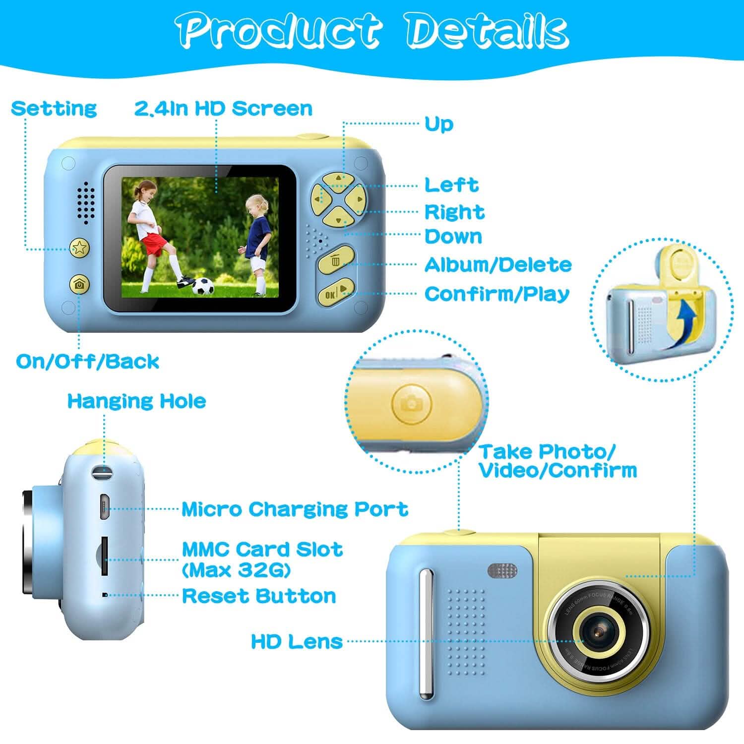 Kids Digital Camera with Flip Lens