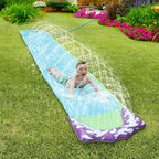 Kids Single Water Slide Lawn Surfing Racing Lane Slip Splash Spray Sprinkler