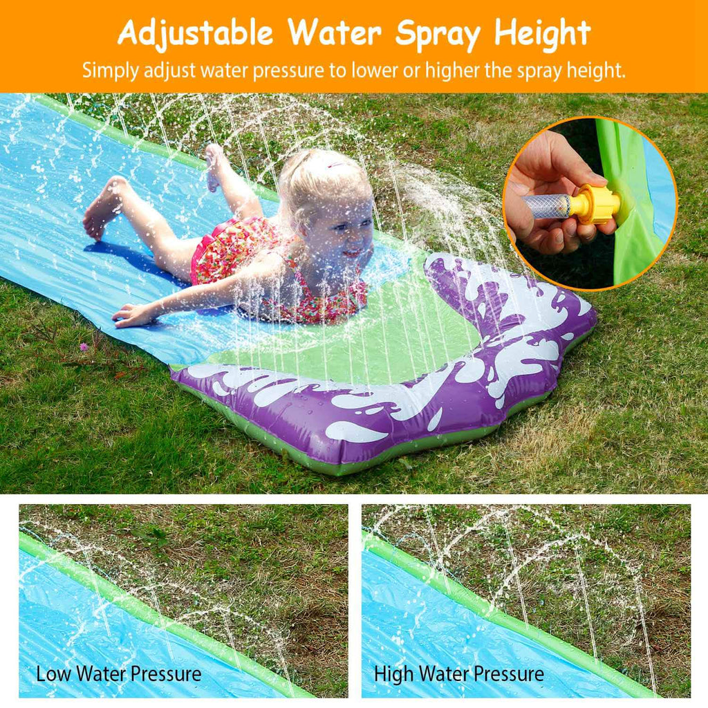Kids Single Water Slide Lawn Surfing Racing Lane Slip Splash Spray Sprinkler