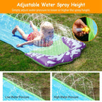 Kids Single Water Slide Lawn Surfing Racing Lane Slip Splash Spray Sprinkler