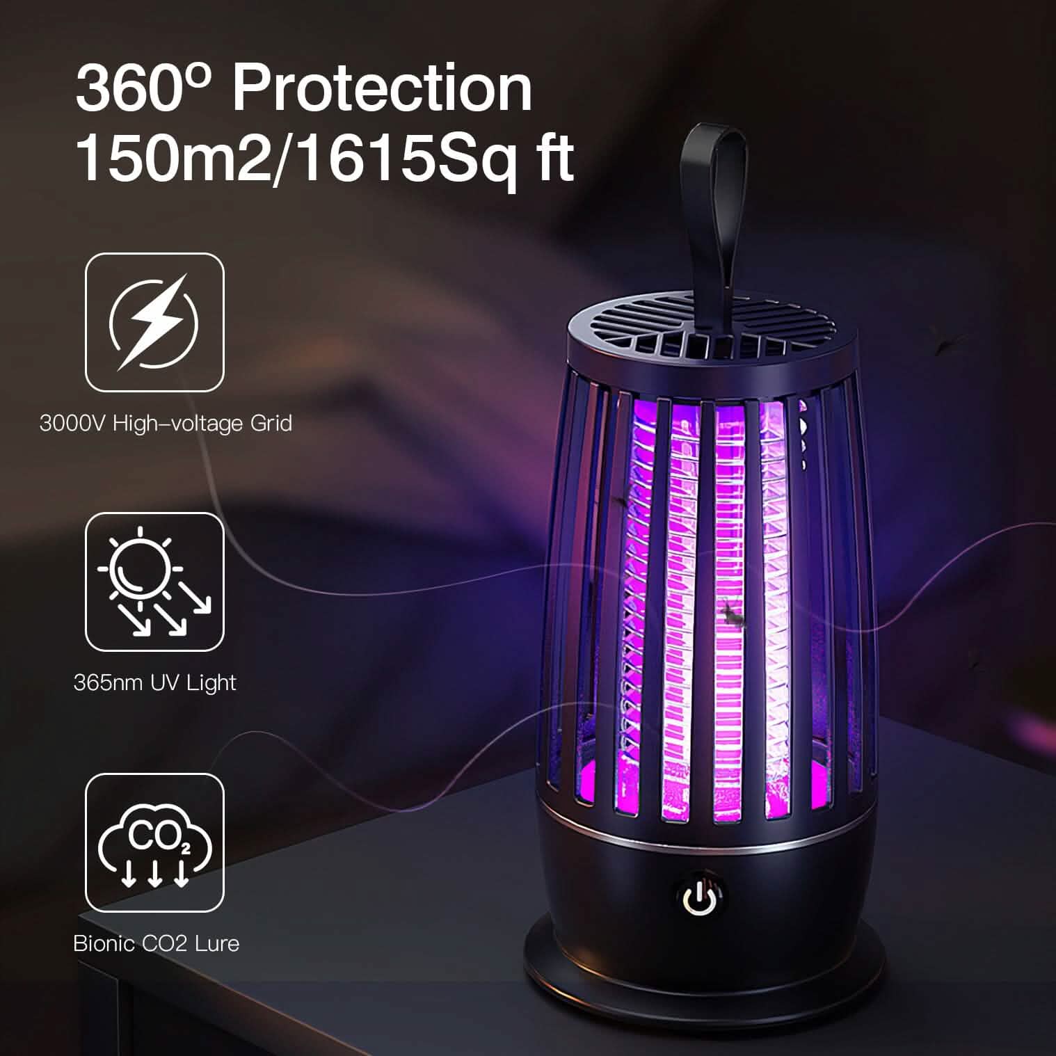 Killer Lamp Bug Zapper with Night Light Strap Mosquito Catcher