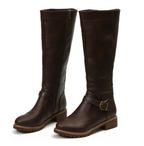 Knee-High Buckle-Strap Riding Boots