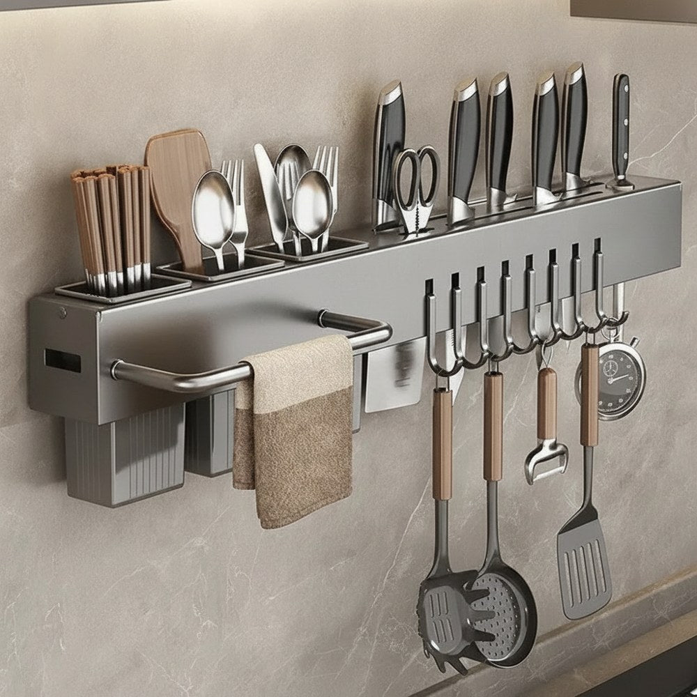 Wall-Mounted Kitchen Knife & Utensil Holder