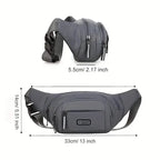 Large Capacity Crossbody Messenger Bag Fanny Pack with Reflective Zipper Strap