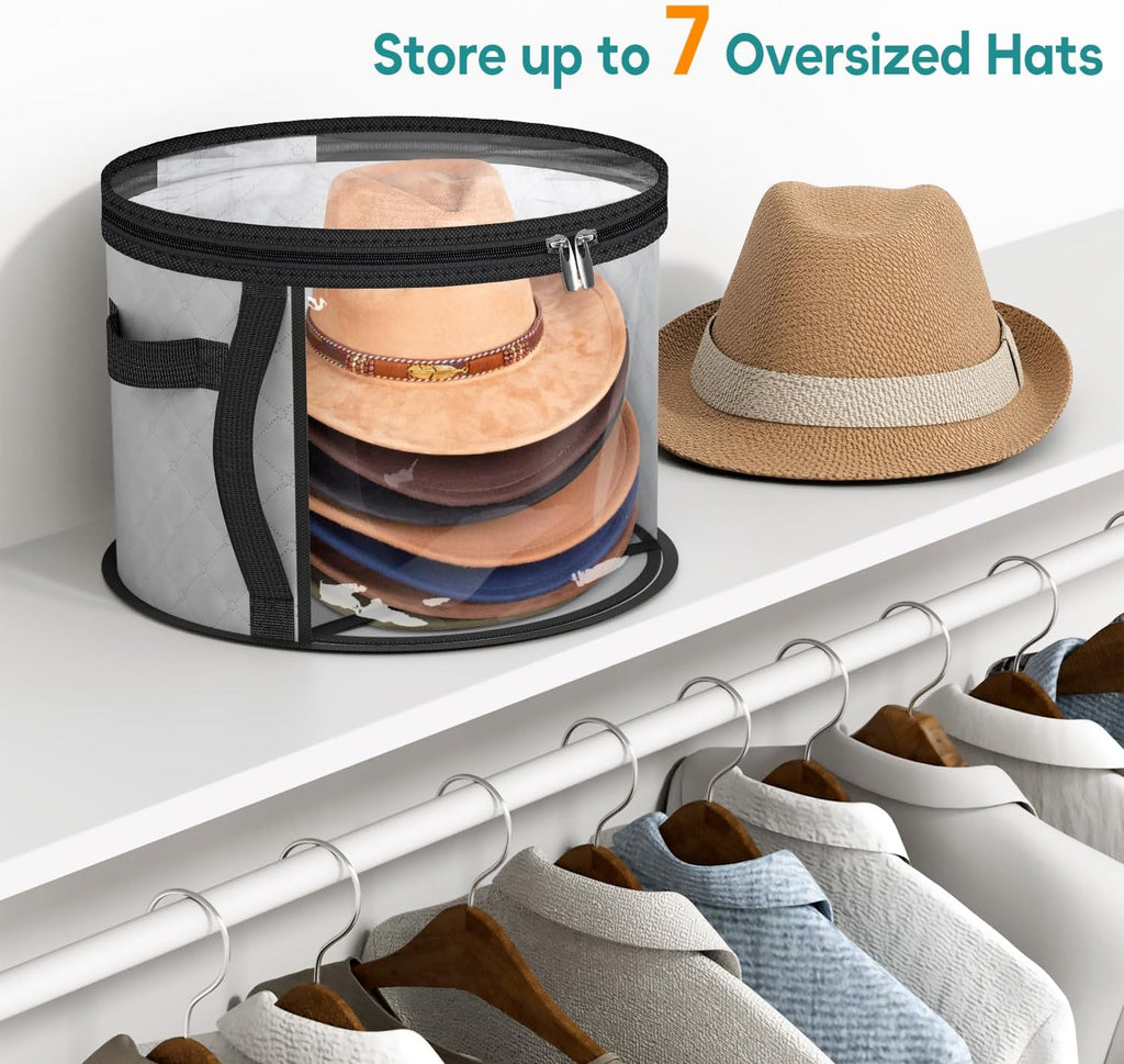 Large Clear Hat Storage Case – Wide-Brim Hat Organiser with Handles