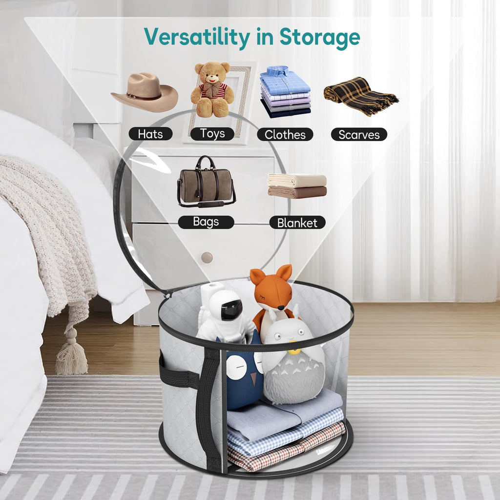 Large Clear Hat Storage Case – Wide-Brim Hat Organiser with Handles