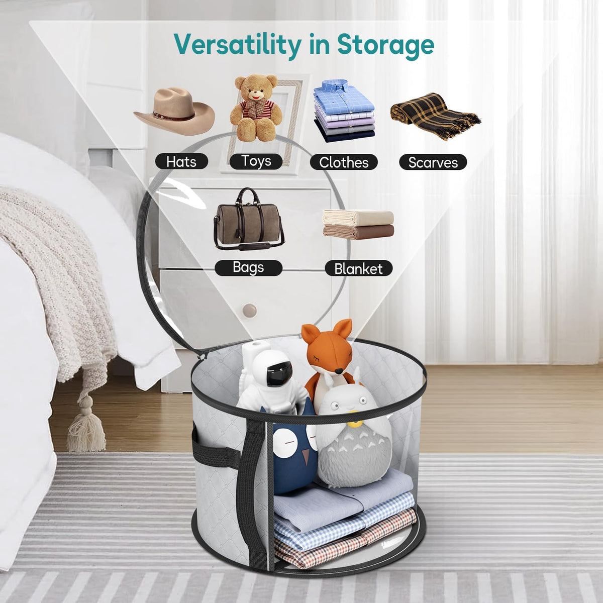 Large Clear Hat Storage Case – Wide-Brim Hat Organiser with Handles