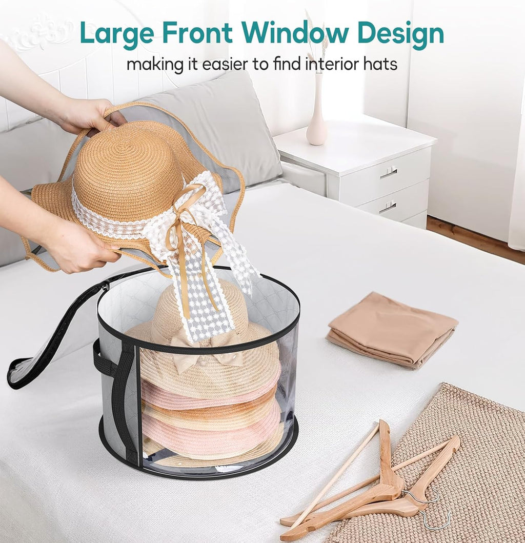 Large Clear Hat Storage Case – Wide-Brim Hat Organiser with Handles