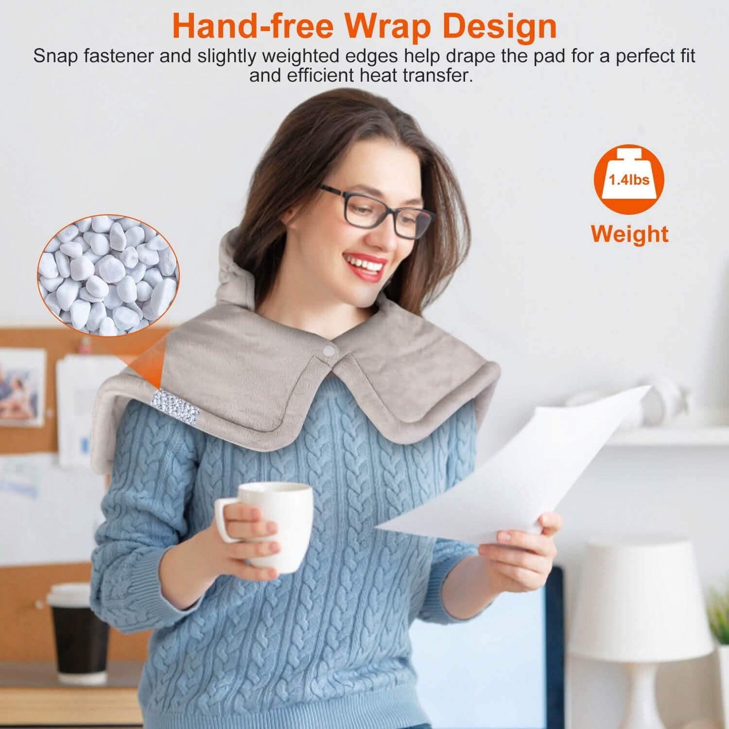 Large Weighted Heating Pad for Neck and Shoulders