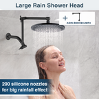 Bright Showers Waterfall Shower Head with Adjustable Angle and Anti-clogging Silicone Nozzles,9 inch