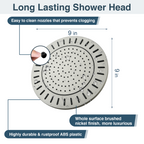 Bright Showers Waterfall Shower Head with Adjustable Angle and Anti-clogging Silicone Nozzles,9 inch