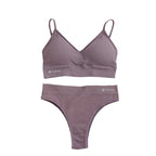 Talmont Seamless Ribbed Bra & Panty Set – Soft, Stretchy Lounge Lingerie with Removable Pads