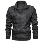 Men's Faux Leather Jacket with Removable Hood