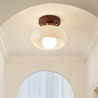 Cream Glass Ceiling Light - Bauhaus Style for Bedroom