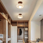 Cream Glass Ceiling Light - Bauhaus Style for Bedroom