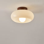 Cream Glass Ceiling Light - Bauhaus Style for Bedroom