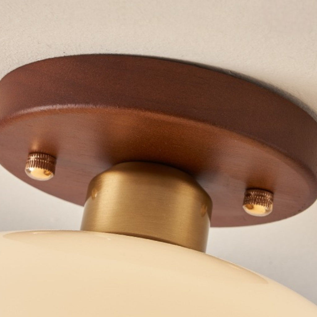 Cream Glass Ceiling Light - Bauhaus Style for Bedroom