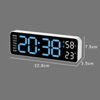 LED Digital Wall Clock with Large Display, Temperature & Humidity, Auto Light Sensor