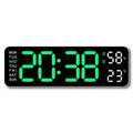 LED Digital Wall Clock with Large Display, Temperature & Humidity, Auto Light Sensor